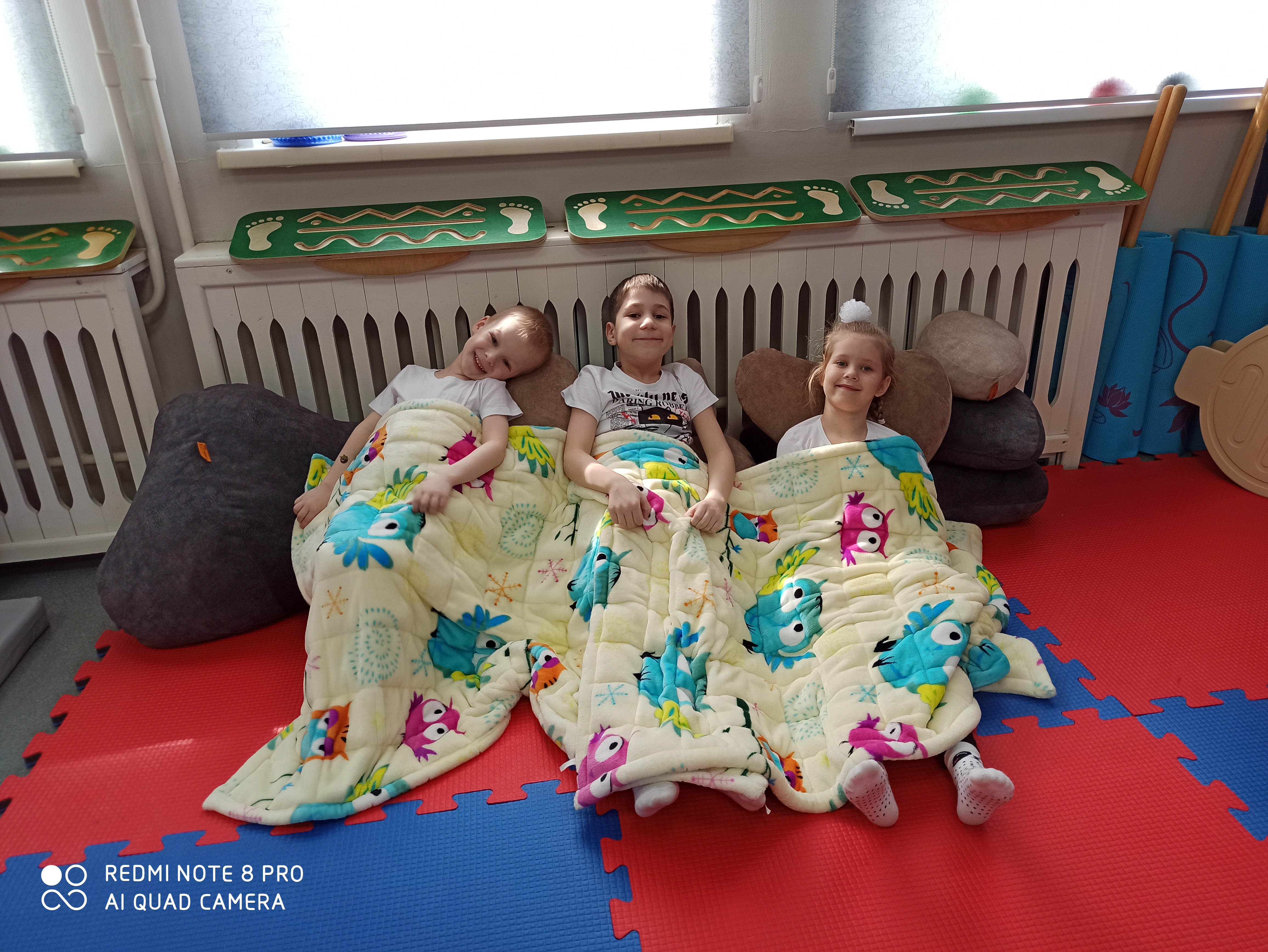 После занятия под утяжеленным пледом